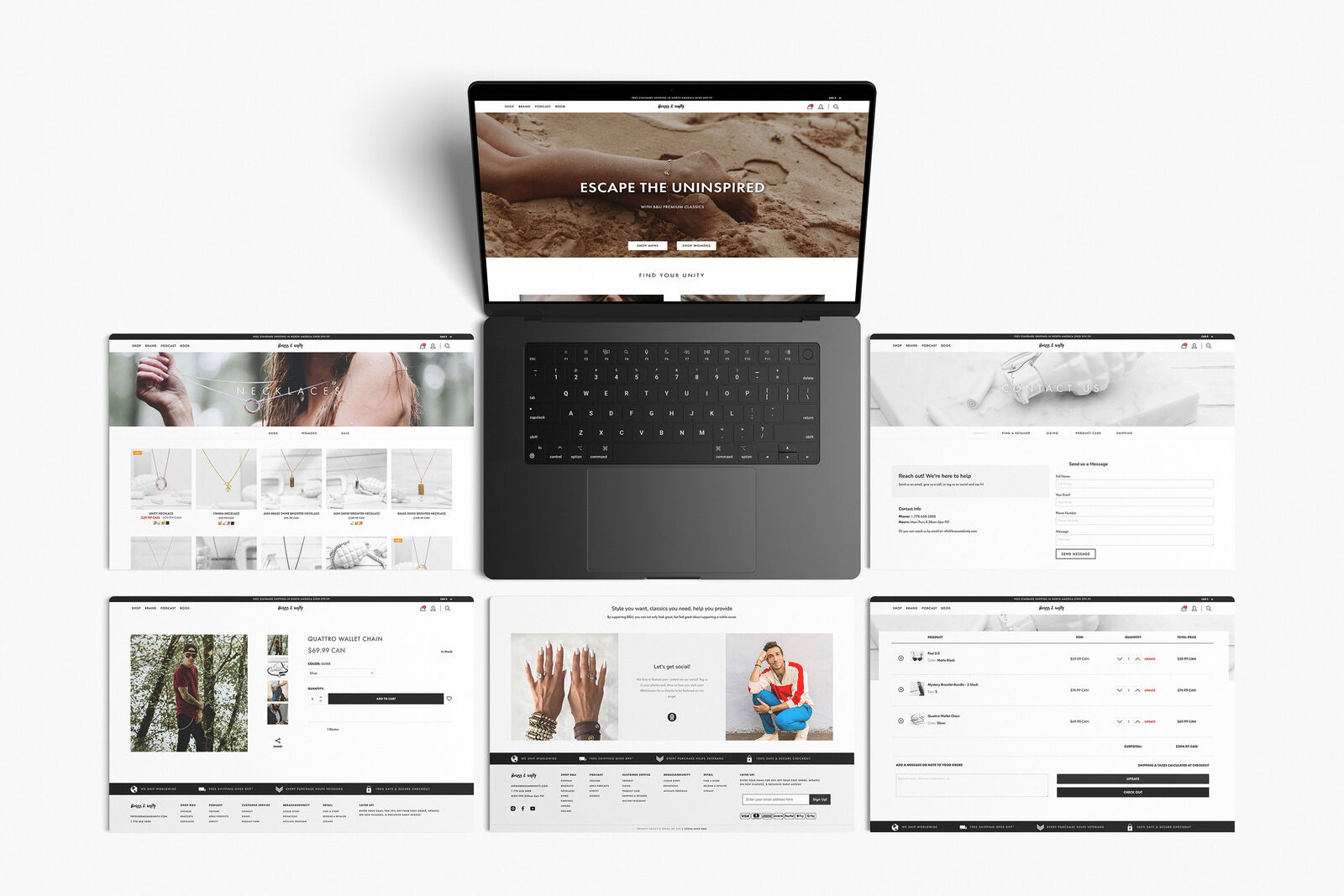 Brass & Unity Shopify desktop design