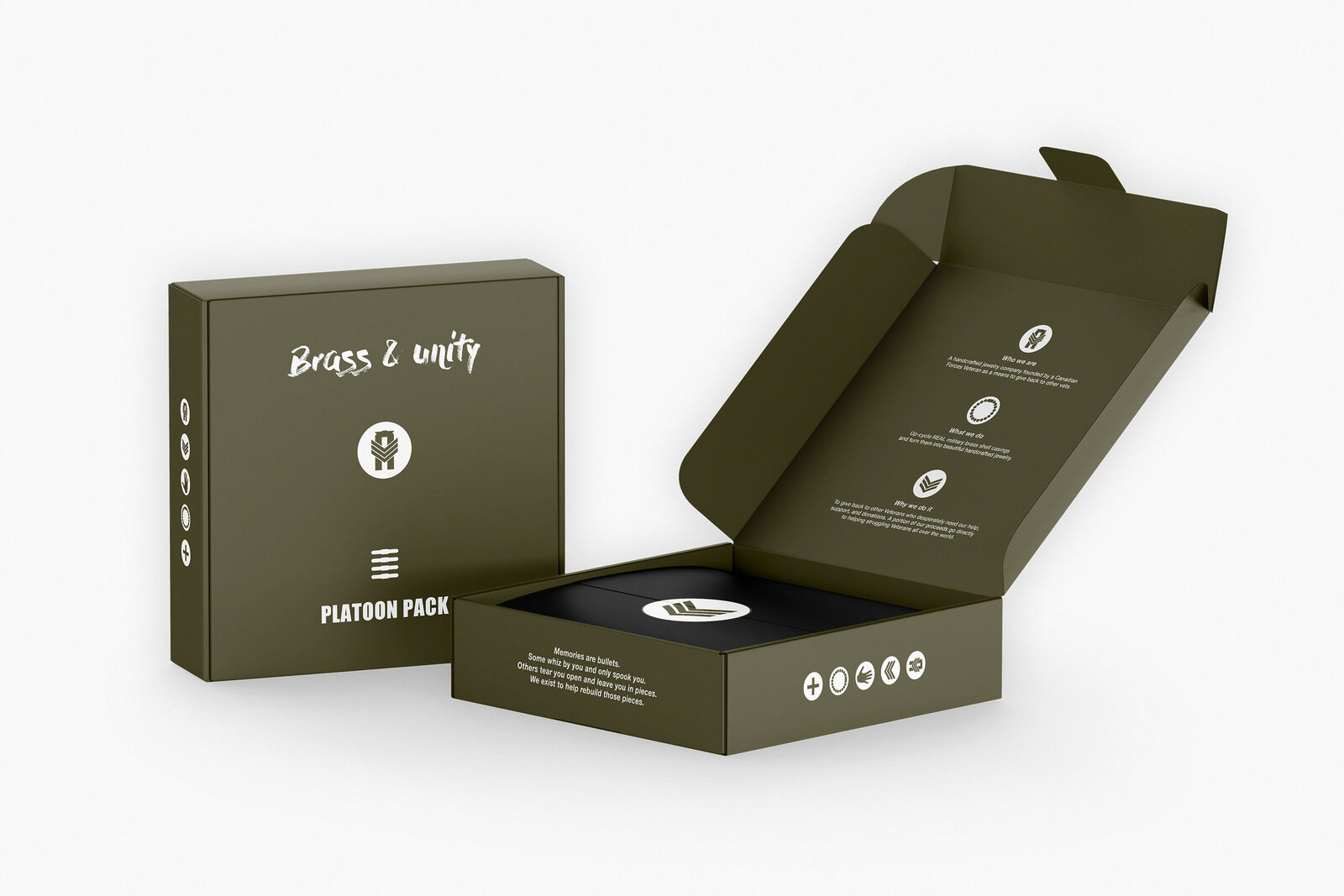Brass & Unity CPG design: Platoon Pack box
